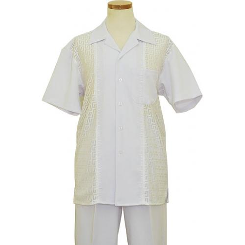 Pronti White Knitted Italian Design Microfiber Blend 2 PC Outfit SP5915